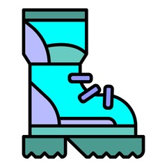 Sticker - Hiking boot icon. Outline hiking boot vector icon color flat isolated on white