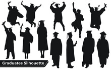Collection Of Graduates Celebrating Silhouettes In Different Poses