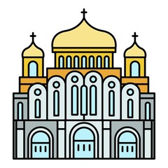 Canvas Print - Cathedral temple icon. Outline cathedral temple vector icon color flat isolated on white