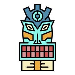 Wall Mural - Tiki idol icon. Outline tiki idol vector icon color flat isolated on white