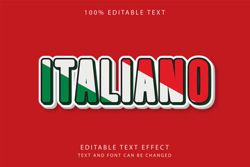 Italian o,3 dimension editable text effect green gradation white red effect style