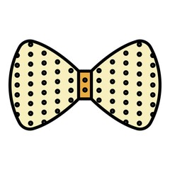 Poster - Dotted bow tie icon. Outline dotted bow tie vector icon color flat isolated on white