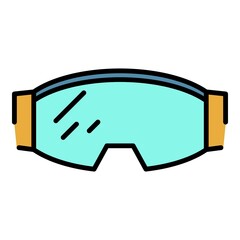 Sticker - Ski goggles icon. Outline ski goggles vector icon color flat isolated on white