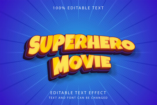 Superhero movie,3 dimension editable text effect modern yellow gradation purple comic text style