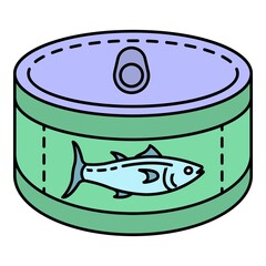 Sticker - Tuna tin can icon. Outline tuna tin can vector icon color flat isolated on white