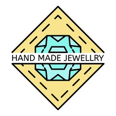 Wall Mural - Hand made jewelry logo. Outline hand made jewelry vector logo color flat isolated on white