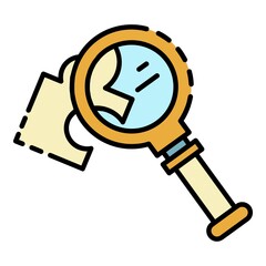 Wall Mural - Magnify glass puzzle icon. Outline magnify glass puzzle vector icon color flat isolated on white