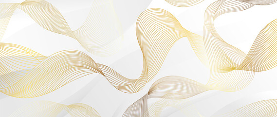 Golden lines pattern background. Luxury gold Line arts wallpaper. Design for cover, invitation background, packaging design, fabric and print. Vector illustration.