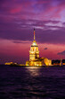 Maiden's Tower on Bosphorus strait waters in Istanbul, Turkey at sunset
