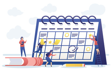 Poster - businesspeople with calendar planning