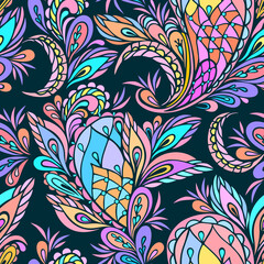 Wall Mural - Seamless traditional pattern with paisley. Colorful bright ethnic ornament. Vector print. Use for wallpaper, pattern fills,textile design.