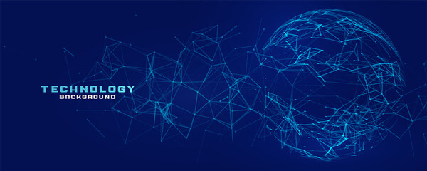 digital network mesh sphere technology banner