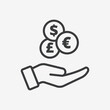 © Reservoir Dots - Coins Money in Hand Flat Vector Icon