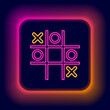 Glowing neon line Tic tac toe game icon isolated on black background. Colorful outline concept. Vector