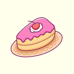 Sticker - hand drawn cute cake illustration design vector