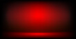 Empty studio room background for display your products. Red on black color. Vector illustration