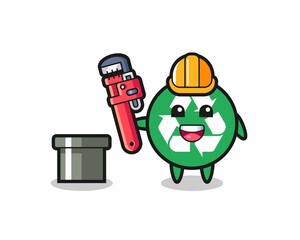 Sticker - Character Illustration of recycling as a plumber