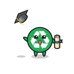 Sticker - Illustration of recycling cartoon throwing the hat at graduation