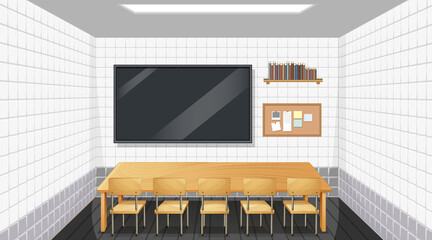 Wall Mural - Classroom interior design with furniture and decoration