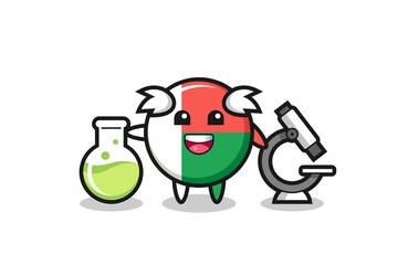 Wall Mural - Mascot character of madagascar flag badge as a scientist