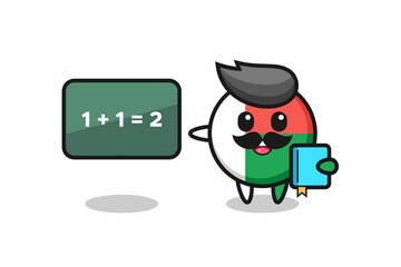 Sticker - Illustration of madagascar flag badge character as a teacher