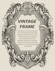 illustration antique engraving frame monochrome style