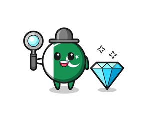 Sticker - Illustration of pakistan flag character with a diamond