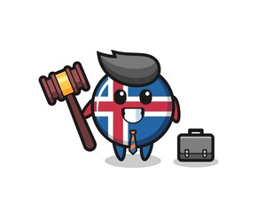 Poster - Illustration of iceland flag mascot as a lawyer