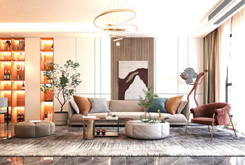 3d render of modern living room