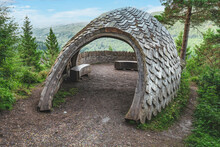 Pine Cone Point, A Modern Wooden Folly At  The Hermitage (woodland Walking Area) Located Near Dunkeld, Perthshire, Scotland, UK.