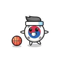 Wall Mural - Illustration of south korea flag cartoon is playing basketball