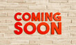 © Westlight - Coming soon - banner with bricks and red text. Useful for online shops, retail, openings, future events or occasions. 3D illustration