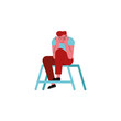 stressed man cartoon on chair