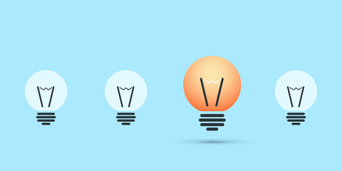 Lightbulbs in a row. Idea concept  illustration