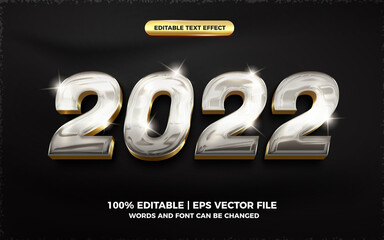 Poster - 2022 Shiny glass silver gold glossy 3d editable text effect