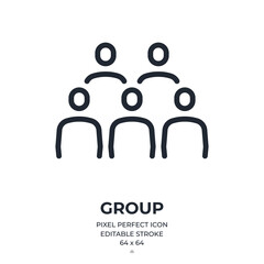 Wall Mural - Group of people editable stroke outline icon isolated on white background flat vector illustration. Pixel perfect. 64 x 64.
