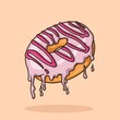 Flying Doughnut Melted Cartoon Icon Vector