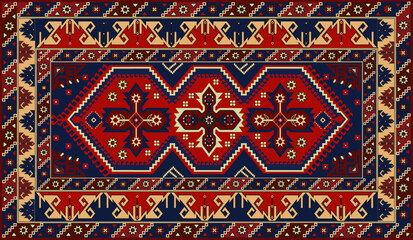 Persian carpet original design, tribal vector texture. Easy to edit and change a few global colors by swatch window. 