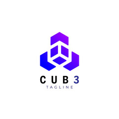 Sticker - Geometric Technology Cube Logo Design Template