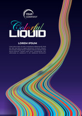 Wall Mural - Abstract vector colorful liquid colors, paint flowing from top. Gradient brush stroke on violet and black background