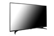 Black television set isolated on the white background side view. Modern flat TV.