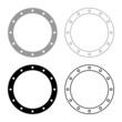 Rubber gasket with holes Grommet seal Leakage o-ring Reten set icon grey black color vector illustration flat style image