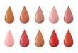 Foundation drops. Make up liquid bb cream foundation beige tints. Red lipstick tone. Vector illustration.