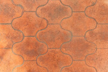 Dark brown exterior terracotta floor tiles with stripes texture and background seamless