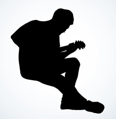 Poster - A man plays the guitar. Vector drawing