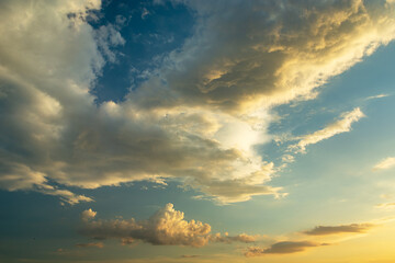 Fantastic clouds highlighted by the sun