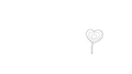 Canvas Print - Lollipop heart icon animation best outline object on white background