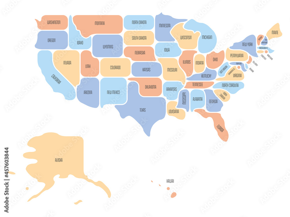 เวกเตอร์ Stock Simplified map of USA, United States of America. Rounded ...