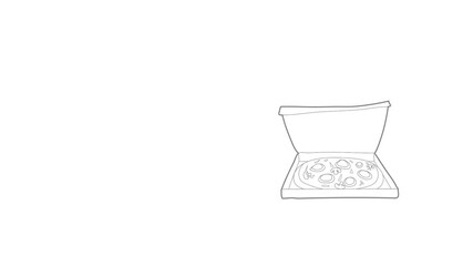 Canvas Print - Pizza icon animation best outline object on white background