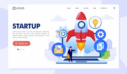 Wall Mural - company startup represent with rocket. concept business vector illustration. flat business cartoon, 